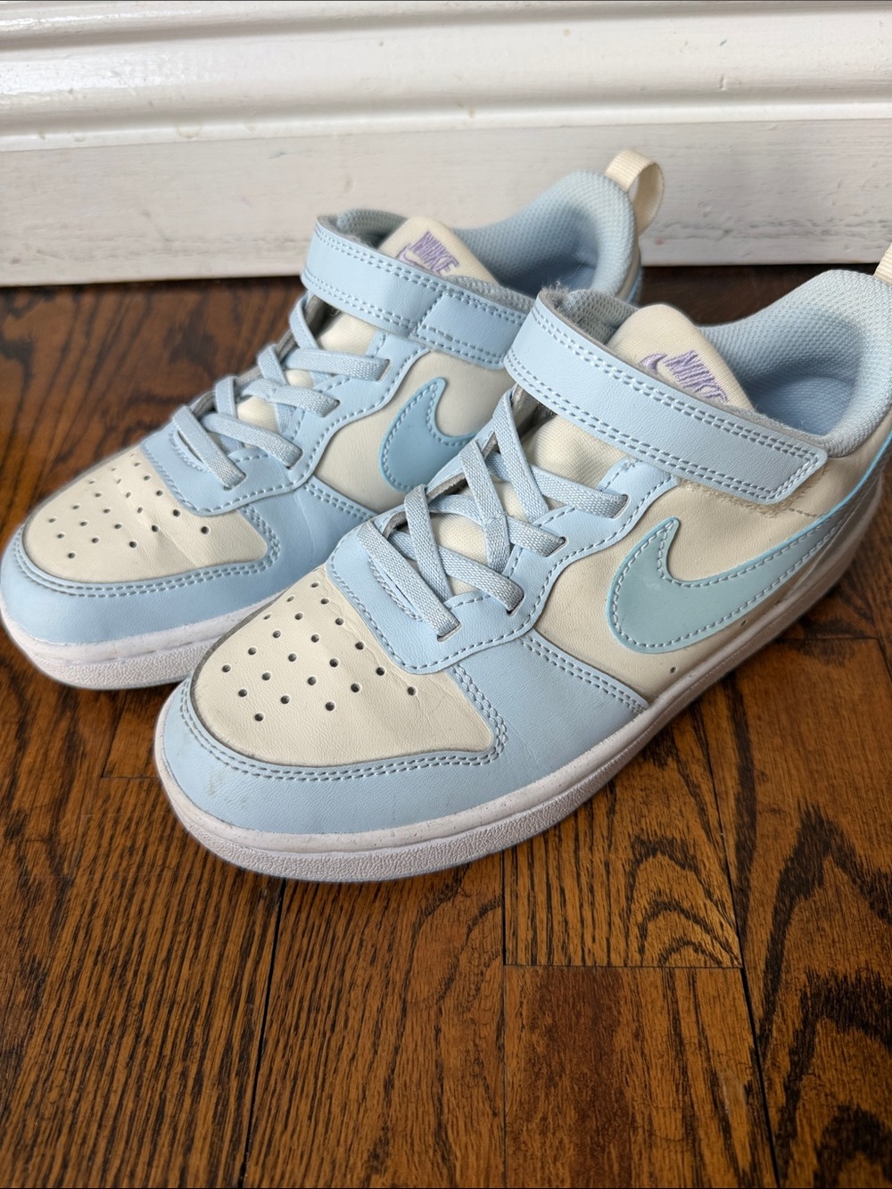 Nike Kids Light Blue and Cream Low-Top Sneakers
